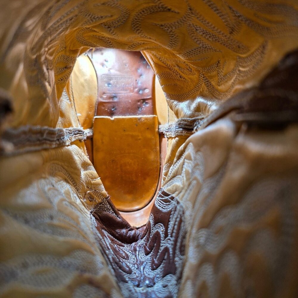 Vintage Justin Boots Rare Exotic Hornback Alligator 10D Cowboy Western Boots CBC - Picture 10 of 14